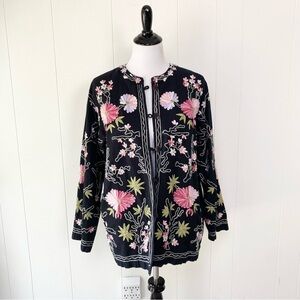 VTG Bedford Fair Embroidered Jacket Sz 1X W Floral Dark Romantic Y2K Fairy Boho